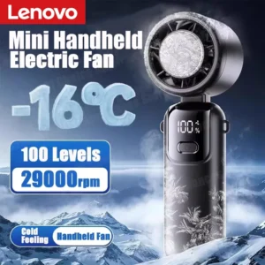 Lenovo Refrigeration Handheld Electric Fan High-speed Violent Turbo Fan Folding Neck Hanging Ice Pack Small Fan Office Outdoor