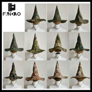 Tactical Camouflage Magic Hat Airsoft Wide-Brimmed Sun Hat Men's Outdoor Sports Boonie Camo Hat CS Halloween Cosplay Equipment