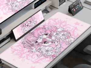 Anime Cute Angel Girls Mouse Pad Laptop Gaming Extended Desk Mat PC Kawaii Gamer Cabinet Mousepad XXL Keyboard Rug Pink Carpet