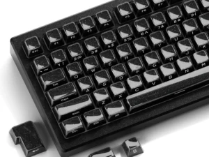 XVX Black Crystal Keycaps with Glitter Powder Shiny Keycaps MDA/OEM Profile 122/136 Keys Double Shot Glossy Key Cap Set