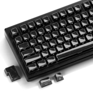 XVX Black Crystal Keycaps with Glitter Powder Shiny Keycaps MDA/OEM Profile 122/136 Keys Double Shot Glossy Key Cap Set