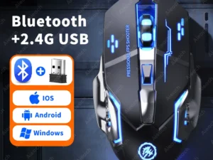 Wireless Bluetooth Gaming Mouse 2.4g USB Rechargeable Ergonomic Mechanical Backlight Design for Laptop PC Computer Gamer