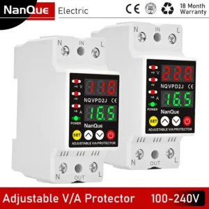 Adjustable Voltage Current Protector 110/120/127/220/240V 80-300V Universal AC DC Volt Meter With Short Protect Single Phase