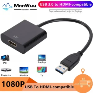 USB 3.0 to HDMI-Compatible Adapter 1080P USB to HDMI-Compatible Converter External Video Card For Desktop PC Laptop HDTV Display