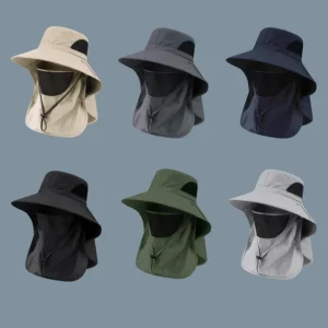Summer Sun Hats UV Protection Outdoor Hunting Fishing Cap For Men Women Hiking Camping Visor Bucket Hat Neck Flap Fisherman Hat