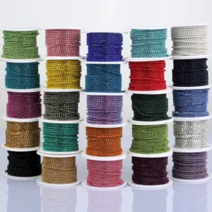 RESEN SS6-SS12 5yards/10yards Multicoloured Crystal Rhinestone Cup Chain Sew On Crystal Glass Cup Chain Trim Glue on Stone Trim