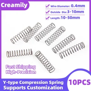 Creamily 10PCS/Lot Compression Spring Wire Diameter 0.4mm Micro Small Y-Shaped Compression Springs OD=3mm-10mm Length=10mm-50mm