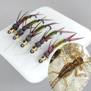 5pcs/box Stonefly Larvae Fly Baits - Realistic Design, Slow Sinking, fly fishing flies Trout & Other Freshwater Saltwater