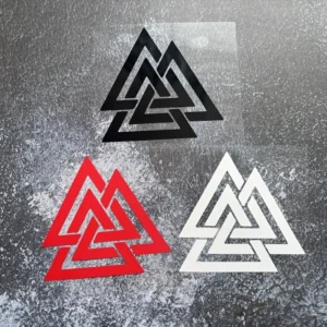1PC Interlocking Triangle Vinyl Sticker - Black/Red/White Waterproof Self-Adhesive for Car, Laptop, Phone & DIY Decor