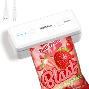 Portable Sealing Machine Rechargeable Bag Sealer Cutter for Resealing Chip Snacks Kitchen Food Camping Heat Seal Storage Packing