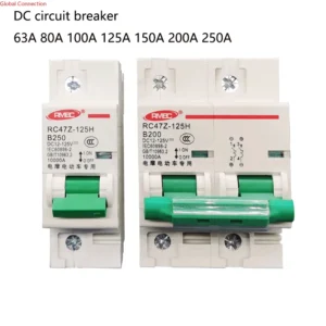 1P 2P DC Circuit Breaker 80A 100A 125A 150A 200A 250A for 12V 24V 36V 48V 60V 72V 120V Solar Cells RV Battery Circuit Breaker