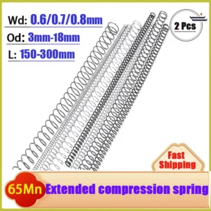 65Mn Wire Diameter 0.6/0.7/0.8mm Spring Steel Compression Spring Extended Extra Long Pressure Springs OD:3-18mm Length:150-300mm