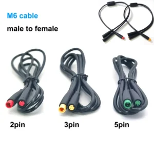 1m M6 2 3 5 Pin core male to 2 female Electric Butt Cable Plug Connector Scooter Brake waterproof 6mm Signal Sensor cord