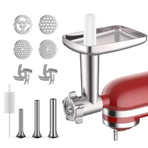 Metal Meat Grinder Attachment for KitchenAid Stand Mixer with 4 Grinding Plates 3 Sausage Tubes 2 Blades