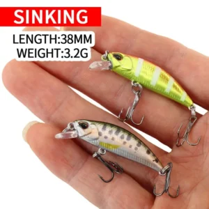 2024 Hot 38mm 3.2G Mini Sinking Minnow Fishing Lures Jerkbaits Peche Artificial Bait Wobbler Lure for Trout Bass Carp Fishing