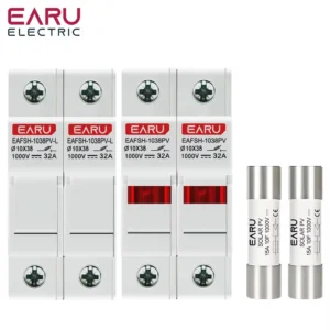 One Set 2P Parallel DC Fuse Holder 10*38mm High Voltage Solar PV 1000V 6A-32A Base Photovoltaic System Protection Protector GPV