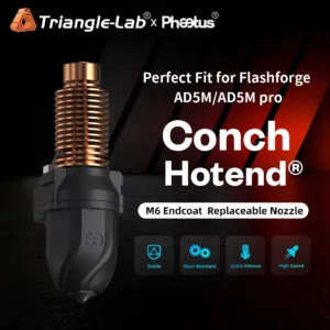 Trianglelab®& Phaetus Conch Hotend® Perfect Fit for Flashforge AD5M/AD5M Pro EndCoat™ V6 Removable Nozzle 43mm³/s Flow Precision