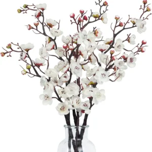 1pc Artificial Flowers Spring Plum Blossom Peach Branch Silk Flowers Home Wedding Party Decoration Christmas Wreaths Accessories