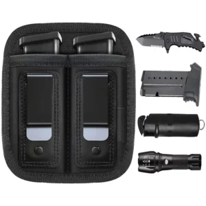 Single/Double Concealed Magazine Pouch for 9mm .40 .45 .380 .357 IWB Mag Holster Outdoor Hunting Waist Bag Knife Flashlight Case