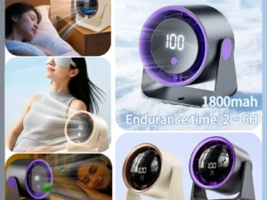 Desktop Fan Low-noise and Silent 100-speed Adjustable LED Display, Large-capacity Mini Desktop Wall-mounted Fan 1800mah