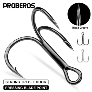 PROBEROS 20pcs Strengthened Sharp Fishing Treble Hooks High Carbon Steel Strength & Corrosion Resistance For Bait Saltwater