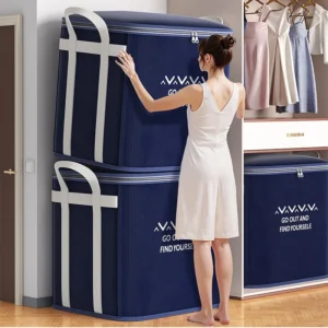 Extra Large Handle Clothes Storage Bag Organizer with Reinforced Handle for Blanket Comforters Bed Sheets Pillows Toy