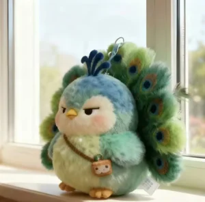 2026 Maillard Green Peacock Plush Doll Creative Cute Backpack Pendant Pull Cool Expression High Value Gift