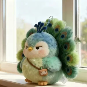 2026 Maillard Green Peacock Plush Doll Creative Cute Backpack Pendant Pull Cool Expression High Value Gift