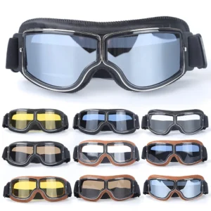 Bicycle Motorcycle Glasses Windproof Motorcycle Helmet Glasses Sunglasses Retro Universal Leather Retro Motorcycle Accessories