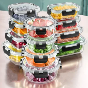 12pcs Glass Lunch Box Food Storage Containers Meal Prep Airtight Bento Boxes for Microwave Oven Freezer and Dishwasher BPA Free