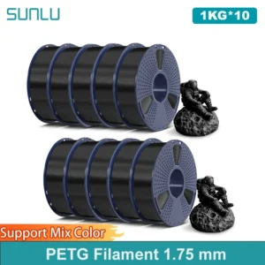 SUNLU 10KG PETG/PETG Clear Filament 1.75 ±0.02mm 1kg Spool (2.2lbs) High Toughness Neatly Wound Filament Fit Most FDM Printer