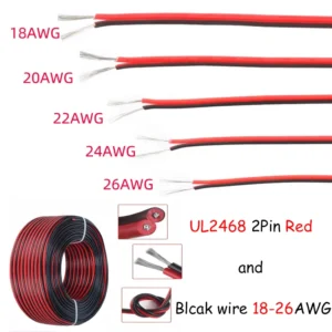 5/10M Red Black Electrical Wire 18/20/22/24/26AWG LED Strip Cable 2 Core Tinned Copper Extension Power Cord For Lighting Audio