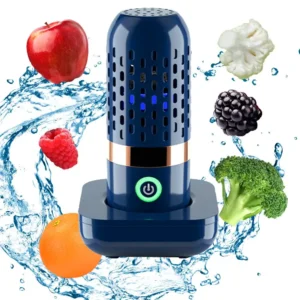 Vegetable and Fruit Cleaning Machine, Fruit and Vegetable Washer, Fruit Cleaner, Fruit Purifier, Waterproof Fruit Cleaning Device Using Oh Ion Purification Technology, 250 Minutes of Working Time and Wireless Charging, for Cleaning Fruits, Grains, and Meat