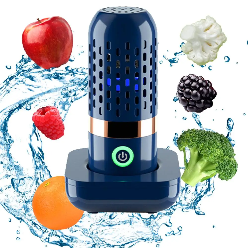 Vegetable and Fruit Cleaning Machine, Fruit and Vegetable Washer, Fruit Cleaner, Fruit Purifier, Waterproof Fruit Cleaning Device Using Oh Ion Purification Technology, 250 Minutes of Working Time and Wireless Charging, for Cleaning Fruits, Grains, and Meat