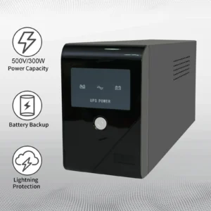 500VA 300W UPS Power Supply 120V Battery Backup Surge Protection with 3 Outlets for Home and Office Computer Anti Power Outage