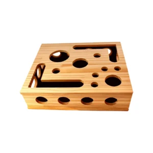 Cat Nail File Enrichment Box Wooden Puzzle Dispenser Cat Nail Scratch Enrichment Box for Pet Exercise Training Boredom Travel