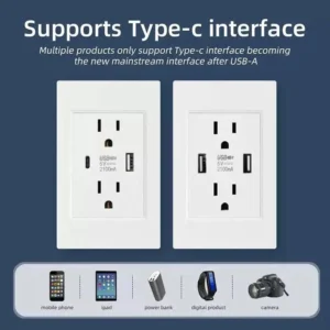 Herepow 118 Series Thailand American Standard Dual USB Wall Socket Smart Home Appliance 2.1A Typec High Quality Plug Adapter