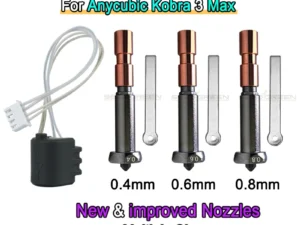 New Upgrade Nozzle For Anycubic Kobra 3 Max Nozzle Hotend Kobra 3 Max Combo Nozzle Throat 0.4mm 0.6mm 0.8mm