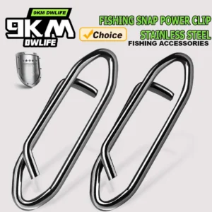 9KM Fishing Snap Stainless Steel Power Clip 50-200pcs Lure Line Connector Black Nickle Quick Change Snap