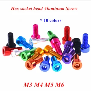 10pcs/lot DIN912 Aluminum Allen Screw M3 M4 M5 M6 Colourful Aluminum Alloy Hexagon Hex Socket Cap Head Machine Screw Bolts