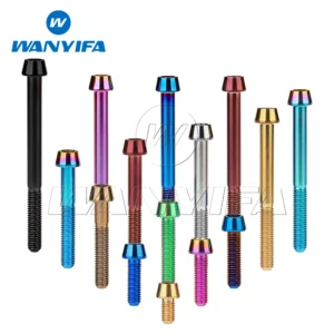 Wanyifa Titanium Bolt M5x 9 16 18 20 25 30 35 40 45 50 55 60mm Allen Key Taper Head Screws for Bicycle Stem Seatpost