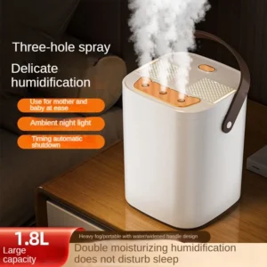 Three Nozzle Night Light Humidifier 1.8L Large Capacity Dual Filter Aromatherapy Machine USB Silent Timed Shutdown Bedroom Car