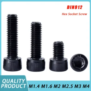 20-100pcs DIN912 Black Hex Socket Head Caps Bolt Screw M1.4 M1.6 M2 M2.5 M3 Grade12.9 Carbon Steel Allen Hexagonal Head Screws