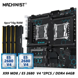 MACHINIST X99 MD8 Dual CPU Motherboard Optional Kit Set lntel Xeon E5 2680 V4 LGA2011-3 DDR4 32GB RAM C612 chip Server Computer
