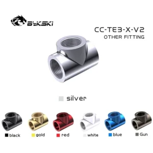 Bykski CC-TE3-X-V2,3-Way Split Fittings G1/4'' T-type Splitter Adapter Female Water Cooling Connector Multi-channel