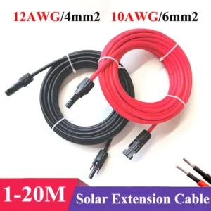 3.2ft -65.6ft 4/6mm2 Black/Red Solar Extension DC Cable 12/10AWG Solar Wire with PV Connector Used in Solar Panel System 1m-20M