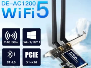 Derapid AC1200 WiFi Adapter Bluetooth Dual Band 2.4GHZ/5Ghz PCIE Wireless Network Card Intel Chip For Desktop For Windows7/10/11
