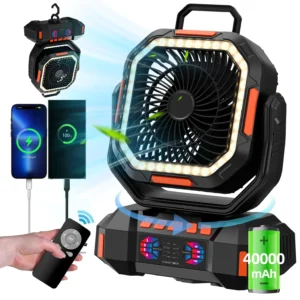 Rechargeable Portable camping Fan 40000mah 720° Rotating Hanging Fan Night Light Air Cooler Outdoor Camping Tent fans ventilador