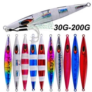 200g Long Casting Slow Sinking Fishing Lures Jigging Hard Wobblers Artificial Baits Luminous Vertical Fishing Lure Fishing Jig