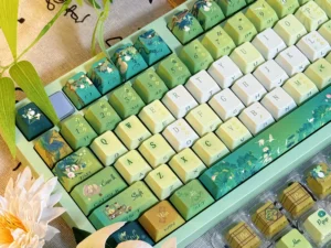 120 Keys Tea Splashing Theme Keycap Gift QX3 Profile PBT Keycaps Dye-Sub Mechanical Keyboard Keycap MX Switch for 64/68/104